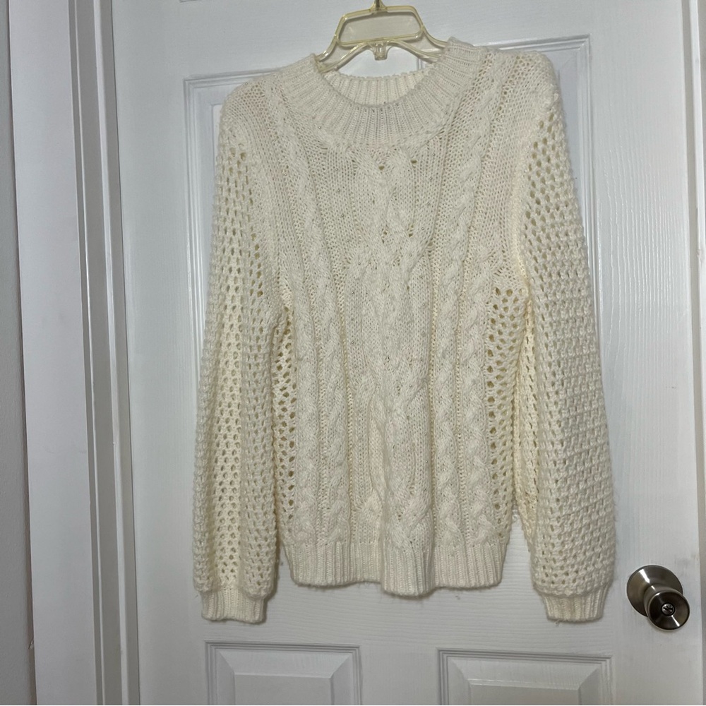 Marled by Reunited Cream Cable Knit Sweater